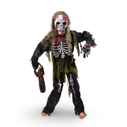 Skeleton Zombie Costume Set with Scary Mask for Kids | Complete Outfit for Halloween Parties and Trick-or-Treating