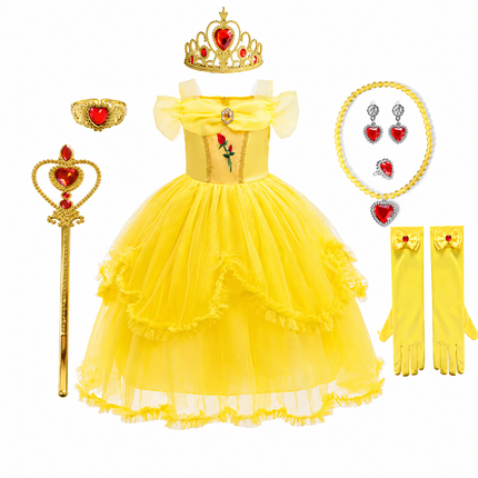 Princess Costume Dress for Girls with Accessories | Charming Outfit for Halloween and Birthday Parties