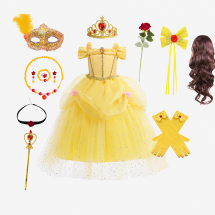 Princess Costume Dress for Girls with Accessories | Charming Outfit for Halloween and Birthday Parties