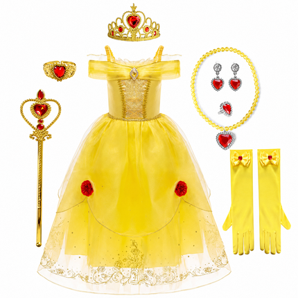 Princess Costume Dress for Girls with Accessories | Charming Outfit for Halloween and Birthday Parties