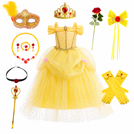 Princess Costume Dress for Girls with Accessories | Charming Outfit for Halloween and Birthday Parties