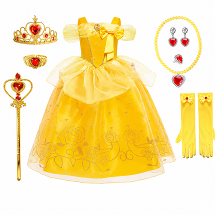 Princess Costume Dress for Girls with Accessories | Charming Outfit for Halloween and Birthday Parties