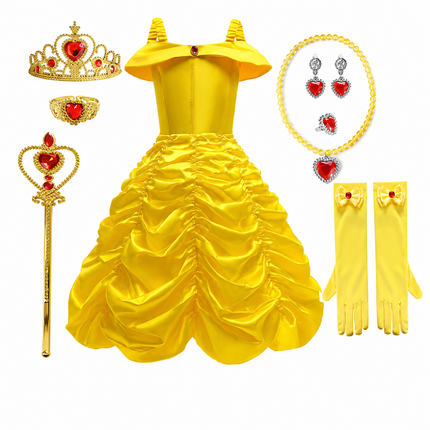 Princess Costume Dress for Girls with Accessories | Charming Outfit for Halloween and Birthday Parties