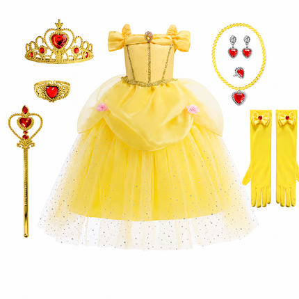Princess Costume Dress for Girls with Accessories | Charming Outfit for Halloween and Birthday Parties