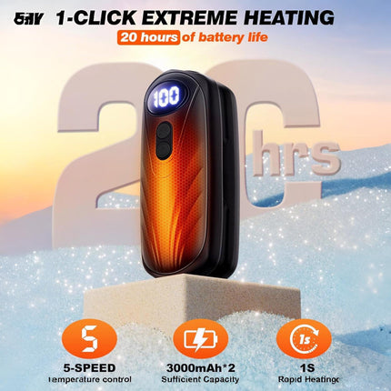 Rechargeable Hand Warmers with LED Display & 5 Heat Levels | Instant Warmth for Cold Weather Comfort