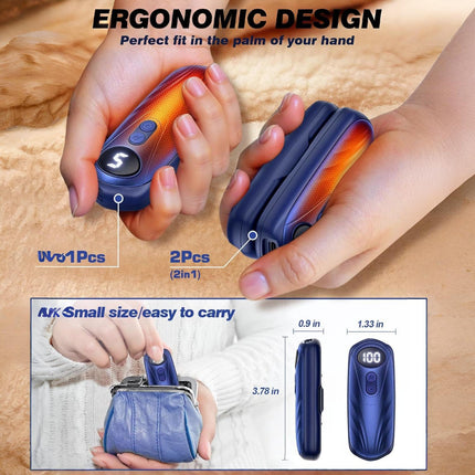 Rechargeable Hand Warmers with LED Display & 5 Heat Levels | Instant Warmth for Cold Weather Comfort