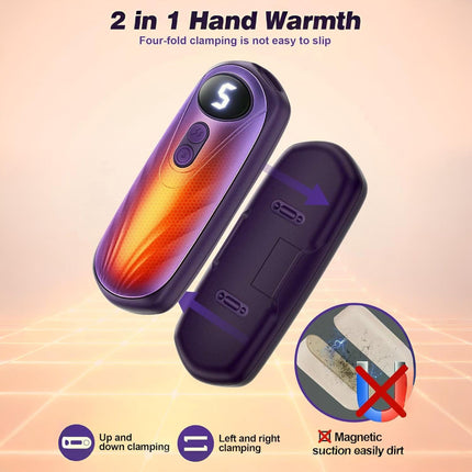 Rechargeable Hand Warmers with LED Display & 5 Heat Levels | Instant Warmth for Cold Weather Comfort