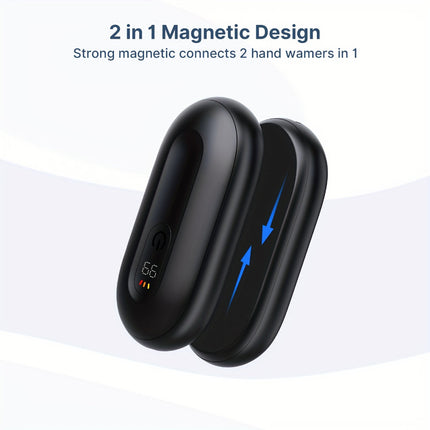 Rechargeable Magnetic Hand Warmers Set with LED Display | 3 Heat Levels for Quick Pocket Warmth
