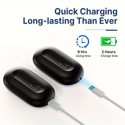 Rechargeable Magnetic Hand Warmers Set with LED Display | 3 Heat Levels for Quick Pocket Warmth
