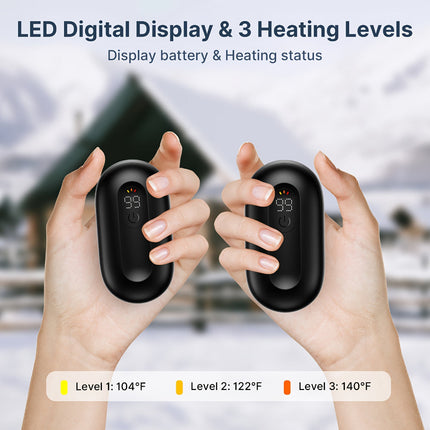 Rechargeable Magnetic Hand Warmers Set with LED Display | 3 Heat Levels for Quick Pocket Warmth