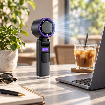 Portable Fan with Flashlight, Handheld Fan with Cooling Plate, Battery Powered Fan for Travel and Camping_04