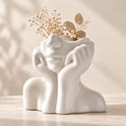 Flower Vase for Home Decor, Unique Face Vase with Sculpted Design, Decorative Vase for Fresh or Dried Flowers_01