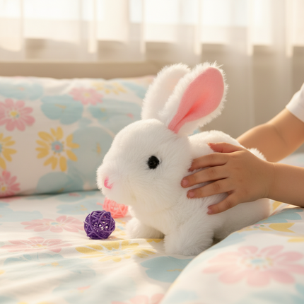 Interactive Plush Bunny Toy with Animated Movements | Realistic Walking Pet for Engaging Playtime