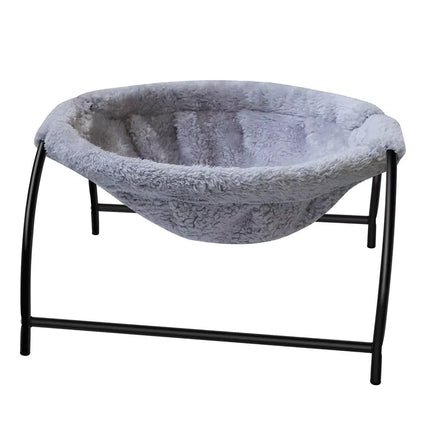 Cat Hammock Bed with Elevated Frame and Plush Breathable Fabric for Indoor Cats and Small Pets, 2 Colours