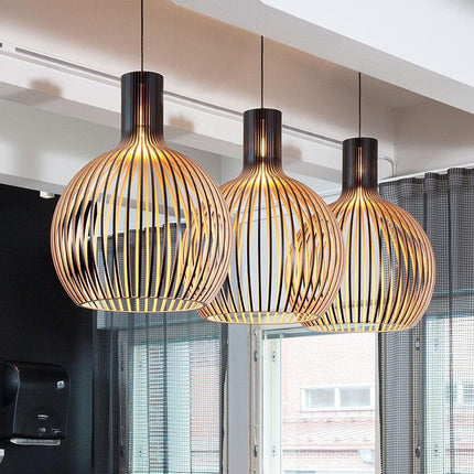 Handcrafted Wooden Pendant Light with Adjustable Cord | Natural Scandinavian Design for Warm Ambient Lighting