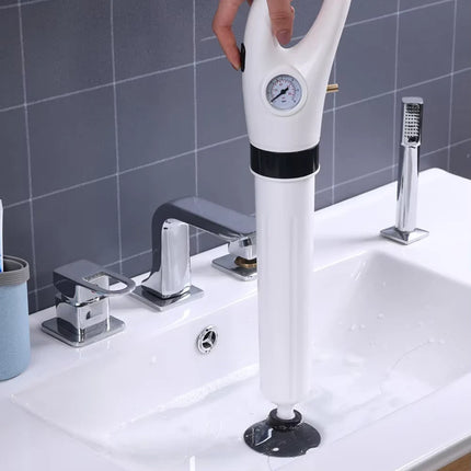 Air Pressure Drain Blaster, 5 Piece Manual Plunger Kit with Toilet, Sink and Floor Drain Heads for Clogged Pipes