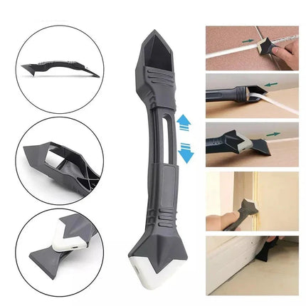 Sealant Scraper 3-in-1 Caulking Tool with Adjustable Blade, Caulk Smoother and Remover with Swap-On Heads