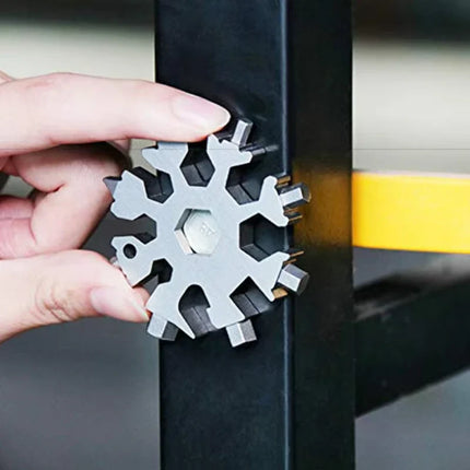 18-in-1 Snowflake Multi-Tool, Pocket Keychain Tool with Hex Wrenches, Screwdrivers and Bottle Opener for Bike Fixes