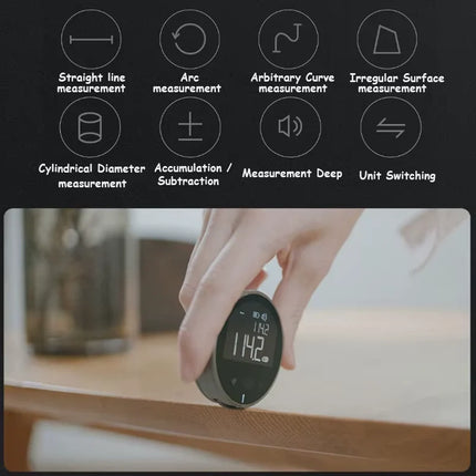Digital Measuring Tape, 99 m Electronic Tape Measure with 20 Measurement Memory for Curves and Corners