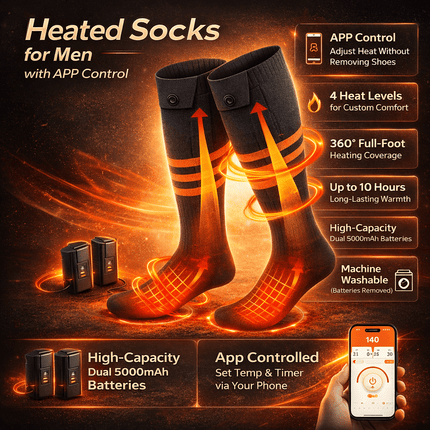 Heated Socks with App Control and 4 Heat Levels | Ultimate Outdoor Comfort for Cold Weather Activities