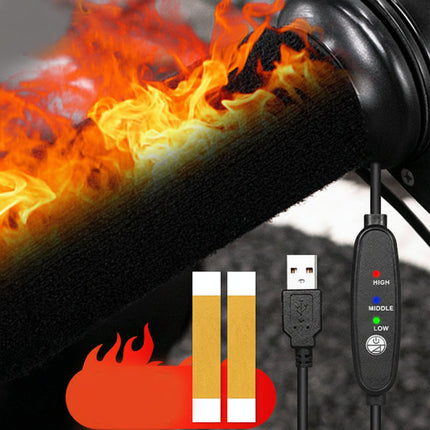 Heated Motorcycle Handlebar Grips with USB Power & Temperature Control | Adjustable Comfort for Safe Riding in Cold Weather