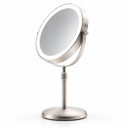 LED Vanity Mirror Double Sided, Lighted Makeup Mirror with 10X Magnification, Height Adjustable Magnification Mirror_02