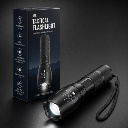 High Power Tactical Flashlight with 2000 Lumens & Adjustable Zoom | Waterproof Multi-Mode Light for Outdoor Adventures