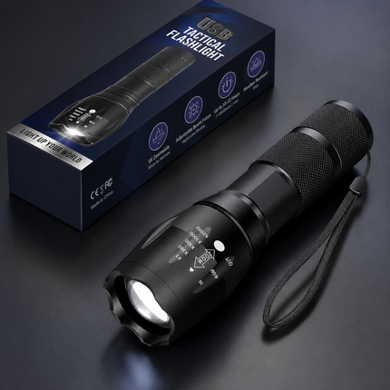 High Power Tactical Flashlight with 2000 Lumens & Adjustable Zoom | Waterproof Multi-Mode Light for Outdoor Adventures