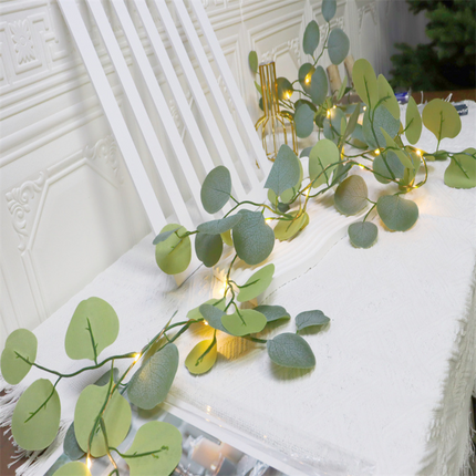 LED Eucalyptus Rattan Garland with Warm White Lights | Natural Decorative Accent for Cozy Home Decor