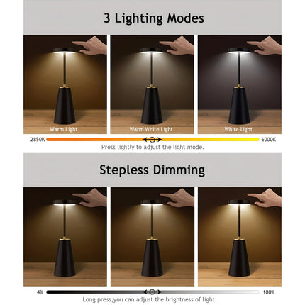 Wireless LED Table Lamp with Touch Control & Adjustable Lighting | Sleek Modern Design for Any Room