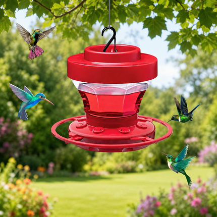 Hummingbird Feeder with Easy Fill Design & Ant Guard | 16 oz Capacity for Multiple Birds in Your Garden