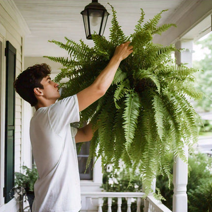 Artificial Boston Ferns Set of 18, UV Resistant Fake Ferns, Outdoor Artificial Plants, Fake Plants Indoor and Outdoor