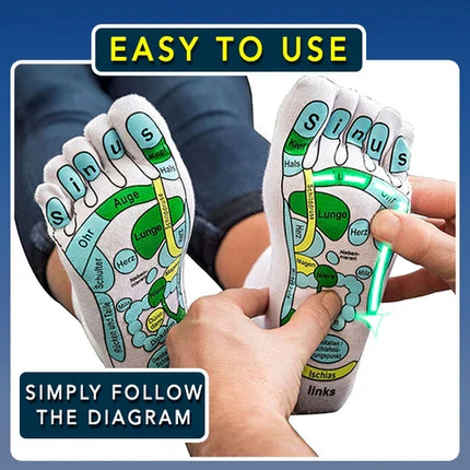 Foot Massage Guide Socks with Printed Sole Diagram, Breathable Moisture Wicking Cotton Socks for Home or Salon Use