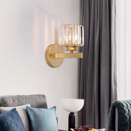 Crystal Wall Light Sconce with Luxe Crystal Detailing | Modern Iron Fixture for Elegant Ambiance