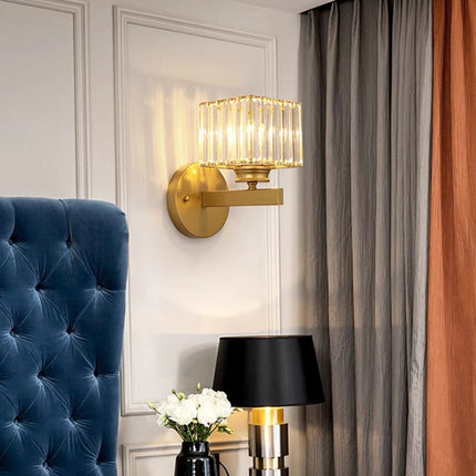 Crystal Wall Light Sconce with Luxe Crystal Detailing | Modern Iron Fixture for Elegant Ambiance