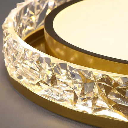 Crystal Halo LED Ceiling Light with Remote Dimming | Adjustable Three-Color Lighting for Elegant Home Ambiance