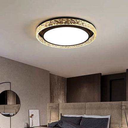 Crystal Halo LED Ceiling Light with Remote Dimming | Adjustable Three-Color Lighting for Elegant Home Ambiance