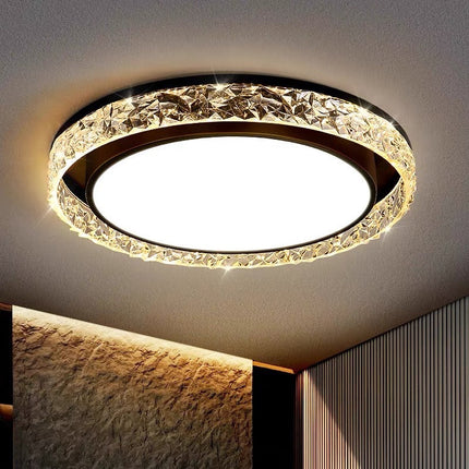 Crystal Halo LED Ceiling Light with Remote Dimming | Adjustable Three-Color Lighting for Elegant Home Ambiance