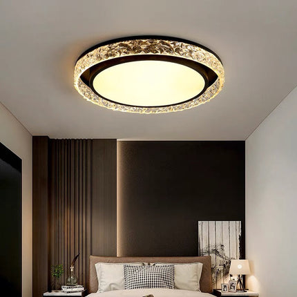 Crystal Halo LED Ceiling Light with Remote Dimming | Adjustable Three-Color Lighting for Elegant Home Ambiance