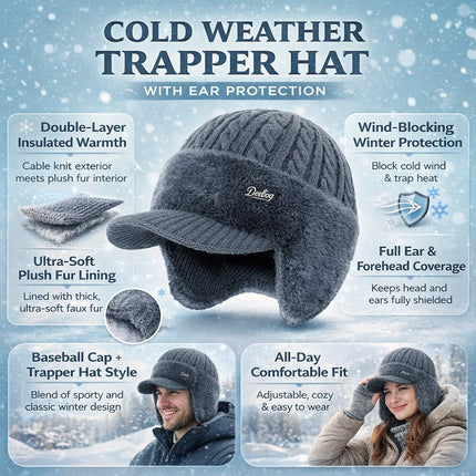 Winter Trapper Hat with Ear Protection & Windproof Design | Cozy Fur Lined Cap for Outdoor Warmth