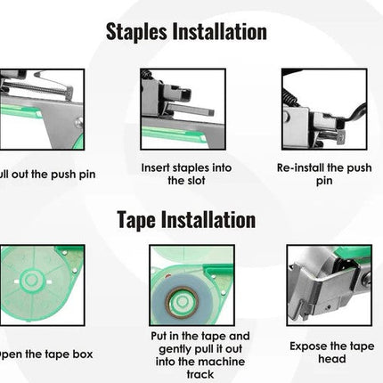 Plant Tying Machine for Garden Plants and Stems, Squeeze Action Tool with Tape and Staples, Ties Plants 5 Times Faster