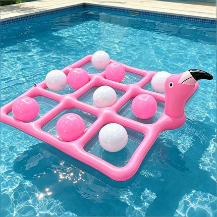 Inflatable Flamingo Pool Float with Tic-Tac-Toe Game | Fun Water Toy for Kids and Adults Summer Parties