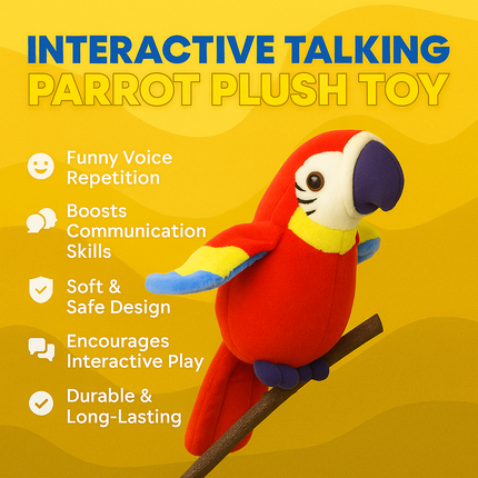 Interactive Talking Parrot Plush Toy for Kids | Voice Repetition to Boost Communication Skills
