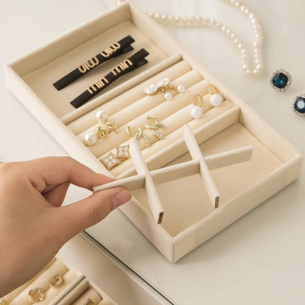 Stackable Jewelry Organizer Tray Set with Multi-Section Design | Space-Saving Storage for Rings, Earrings, and Necklaces