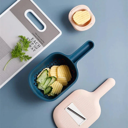 Vegetable Cutter 4-in-1 with Ergonomic Handle, Handheld Kitchen Cutting Tool for Quick Meal Prep, 3 Colors