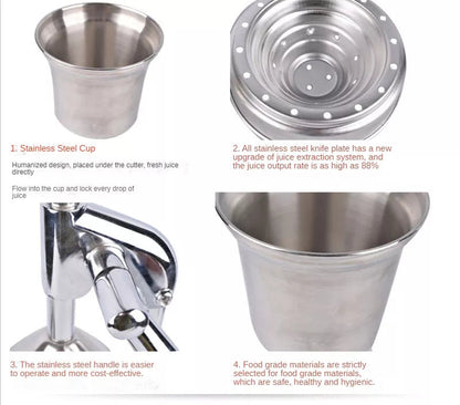 Juice Master | Stainless Steel Fruit Juicer with Easy Clean Design | Manual Citrus Extractor for Fresh Juice 4