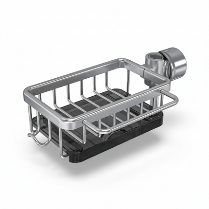 Kitchen Sink Organizer with Fast-Drain Design | Rustproof Aluminum Storage for Cleaning Tools and Sponges