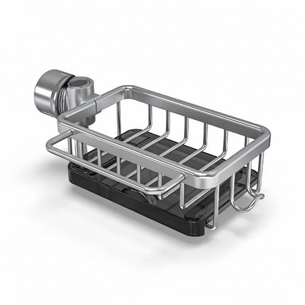 Kitchen Sink Organizer with Fast-Drain Design | Rustproof Aluminum Storage for Cleaning Tools and Sponges