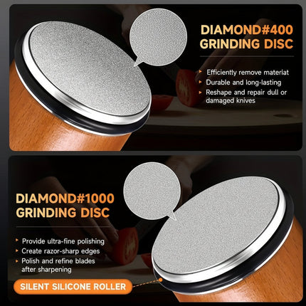 Precision Diamond Knife Sharpener Set with Magnetic Angle Guide | Easy Home Sharpening for Kitchen and Outdoor Knives