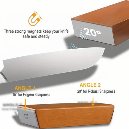 Precision Diamond Knife Sharpener Set with Magnetic Angle Guide | Easy Home Sharpening for Kitchen and Outdoor Knives